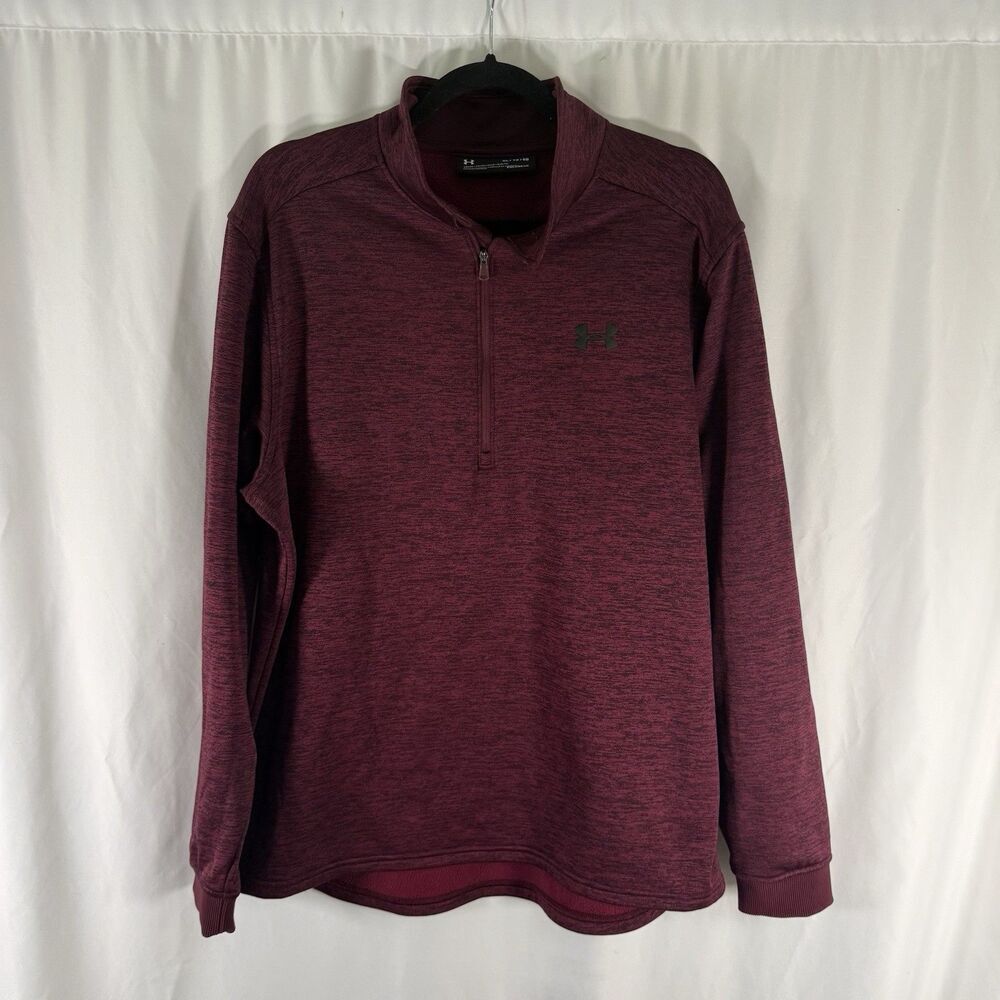 Under Armour Sweater Men XL Heathered Red 1/4 Zip Long Sleeve Cold Gear Pullover